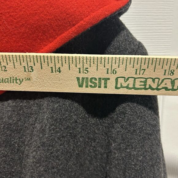 Authentic Mackintosh Vest Coat Hooded  100% Wool Dark Gray Red Women's Size 10 - Picture 7 of 10